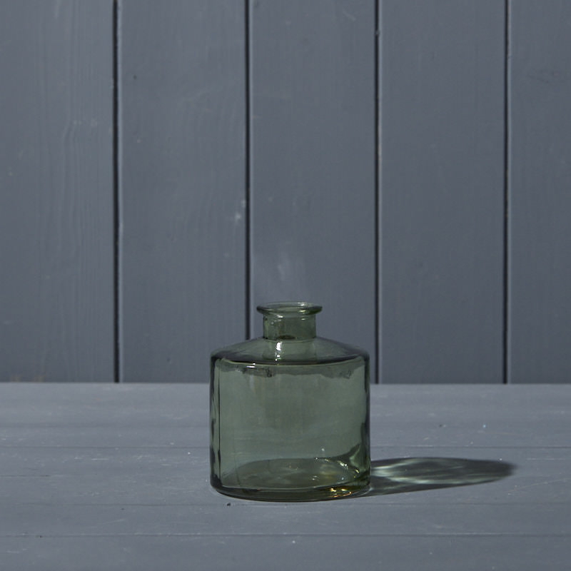 Vintage Green Squat Glass Bottle (10.3cm) detail page